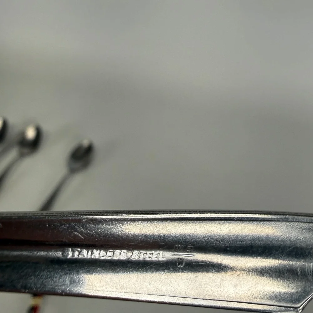 WBW WB/W Wallace Bros Wallingford Stainless Steel WBW Teapoon Set of 5